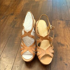 Jessica Simpson Tan Strappy Platform Slingback Sandals